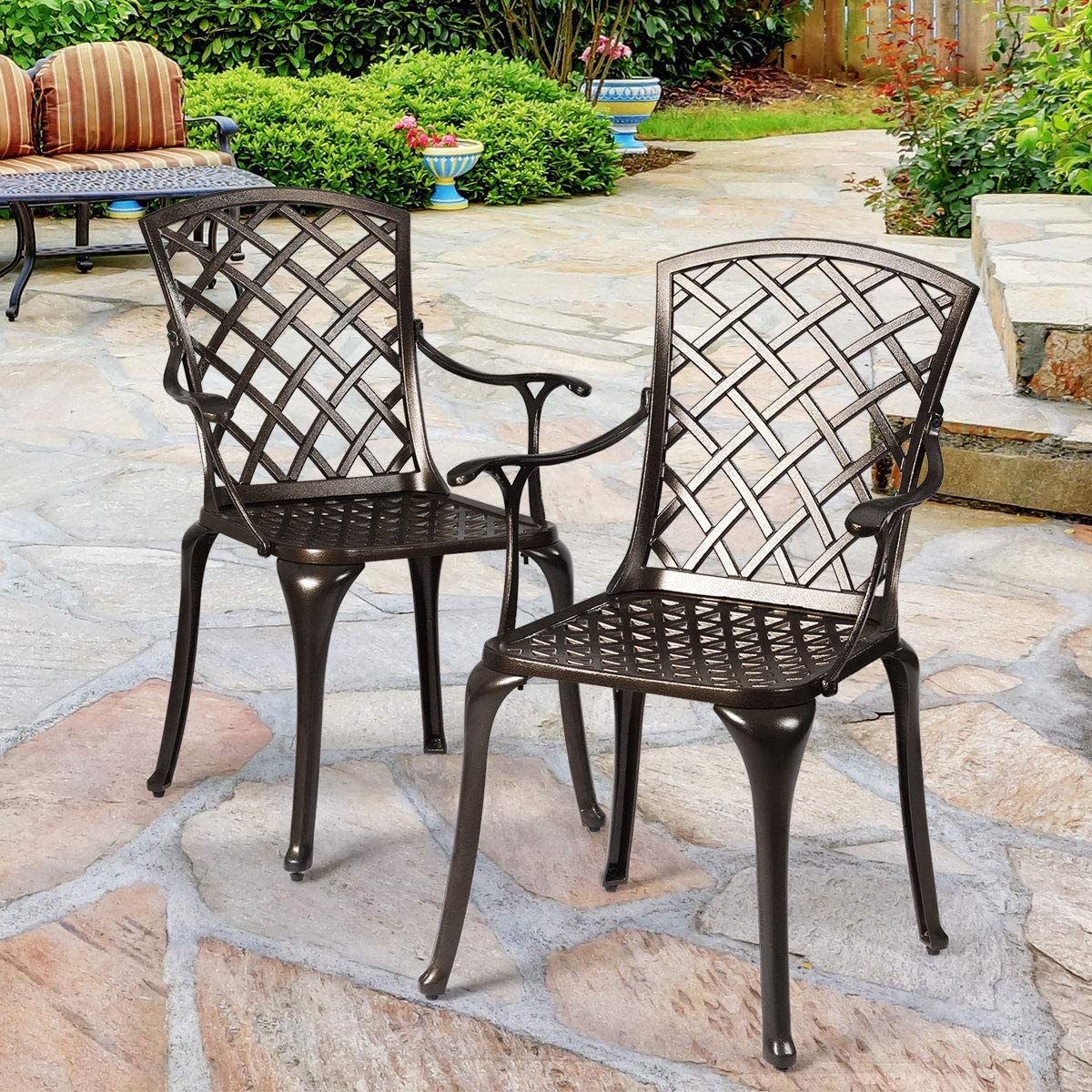 Outdoor Aluminum Dining Set of Patio Bistro Chairs (2-Pack)