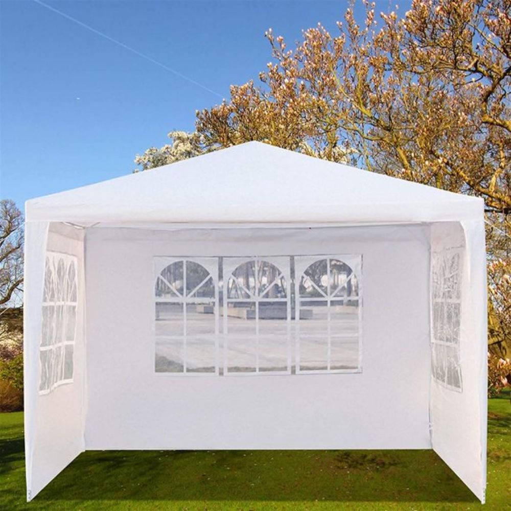 10 ft. x 10 ft. White Patio Tent Party Tent with 3 Removable Side Walls