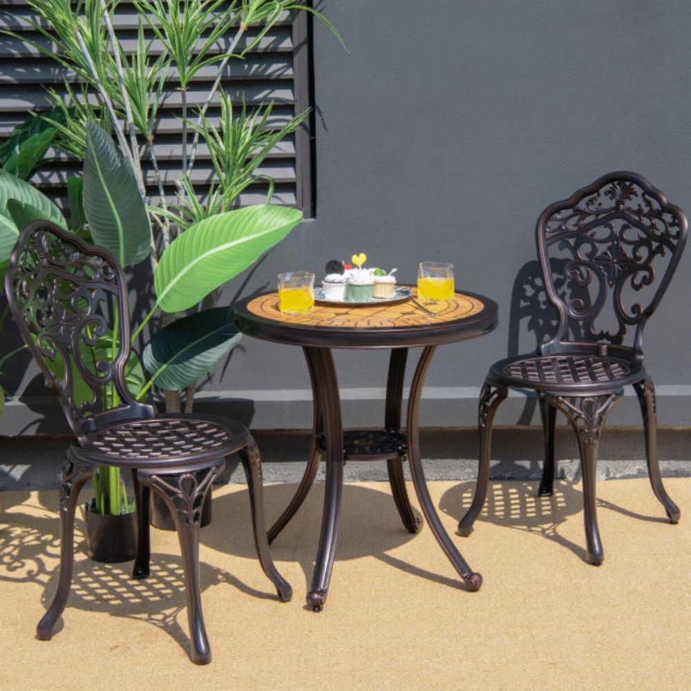 3-Piece Outdoor All-Weather Cast Aluminum Patio Bistro Set