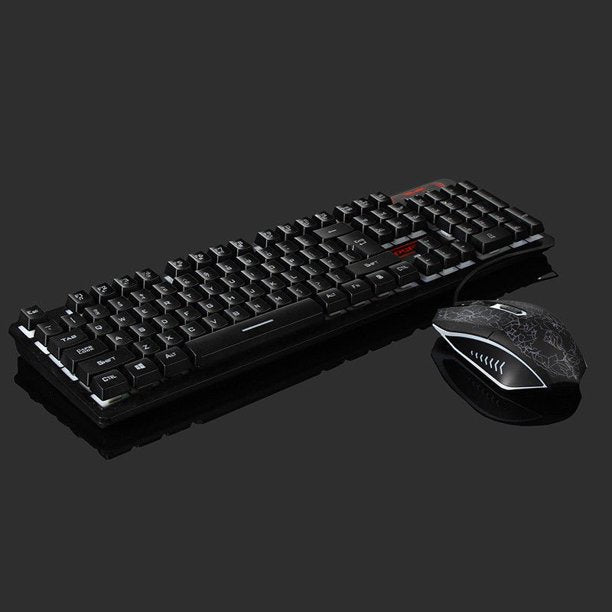 Gaming Keyboard and Mouse Set  One LED Multi-Colored Changing Backlight Mouse