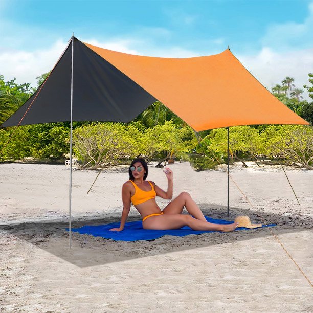tarp sun shelter SUGIFT Beach Tent Canopy Sun Shade UPF50+, Easy Family Tent Sun Shelte