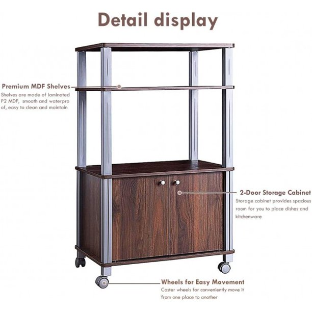 SUGIFT Storage Cart Microwave Rack Stand Rolling Storage Cart