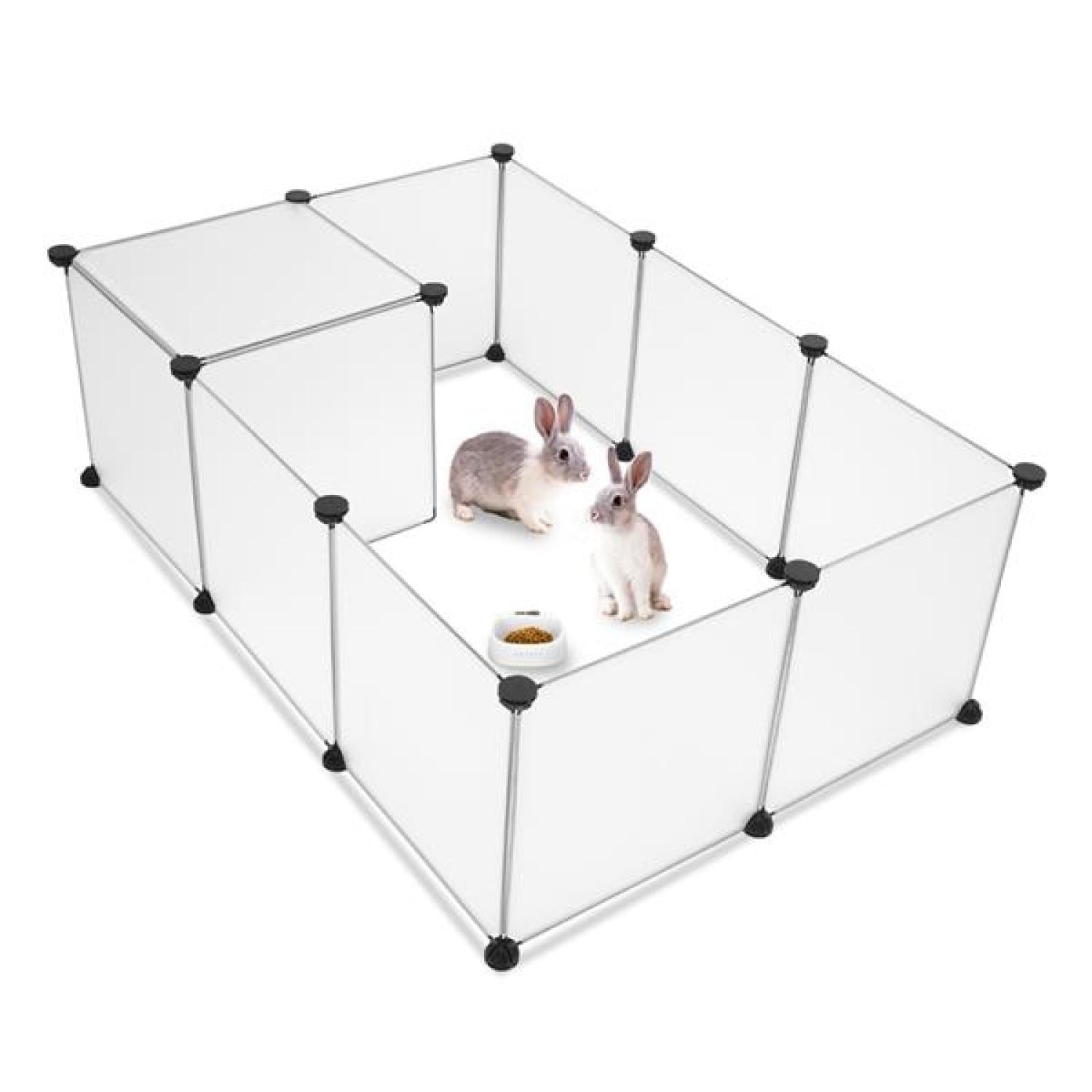 SUGIFT Pet Playpen 20 PCS, Fence Cage with Bottom for Small Animals Guinea Pigs, Hamsters, Bunnies, Rabbits