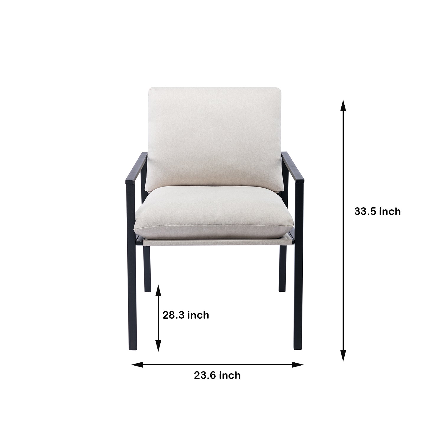 SUGIFT Metal Frame Dining Chair with White Cushions