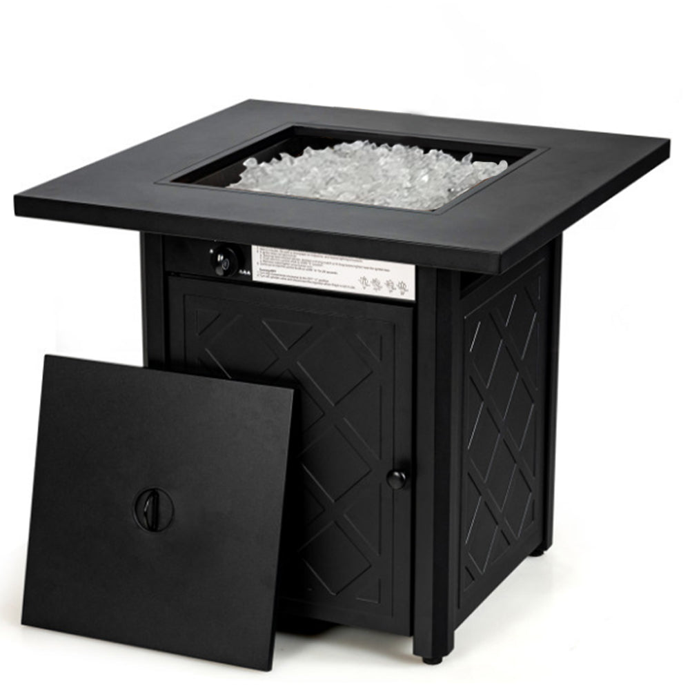 50000 BTU 28 in. x 25.5 in. Metal Square Outdoor Propane Gas Fire Pit Table with Lava Rock