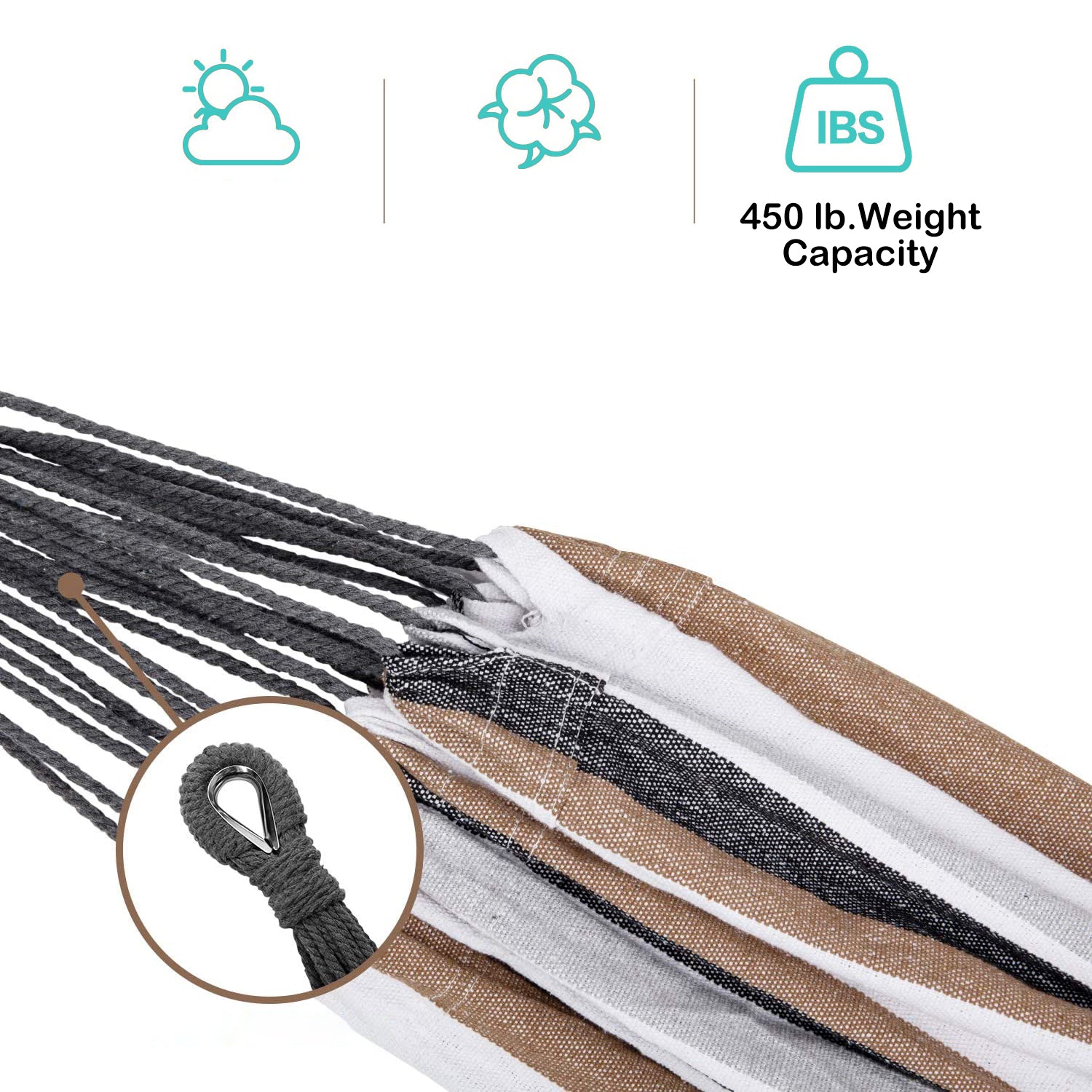 SUGIFT 2-Person Portable Brazilian-Style Cotton Double Hammock with Stand Set with Storage Bag