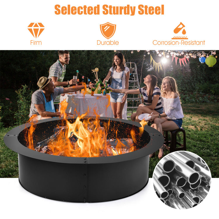 SUGIFT 36 inch Round Steel Fire Pit Ring Line for Outdoor Backyard