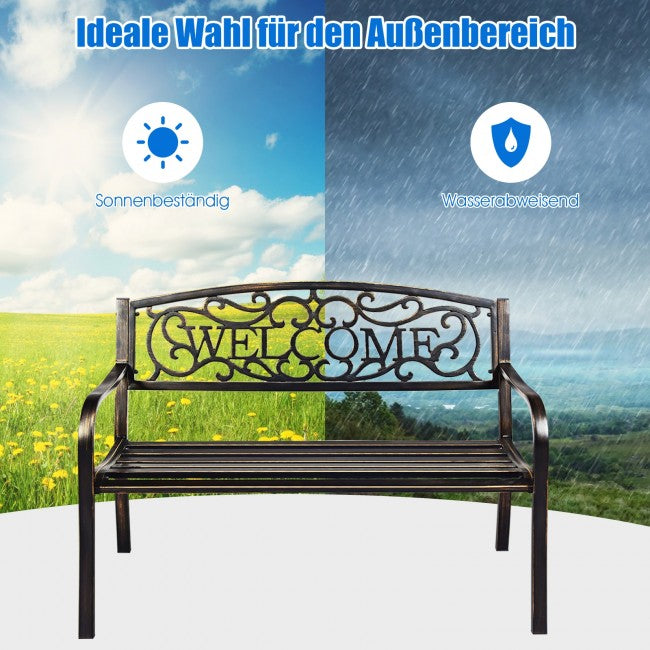 SUGIFT Garden Bench with Elegant Bronze Finish and Durable Metal Frame,Bronze