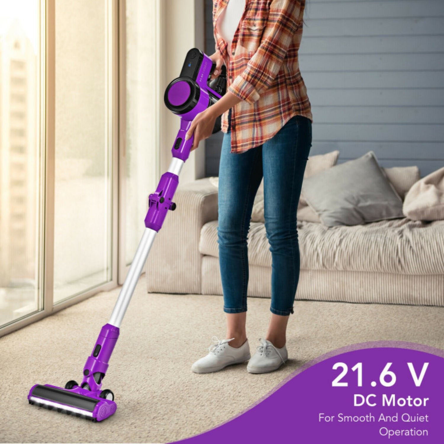 SUGIFT 3-in-1 Handheld Cordless Stick Vacuum Cleaner with 6-cell Lithium Battery-Purple