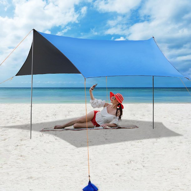 tent canopy for beach SUGIFT 10'x10' Portable Sun Shelter Beach Tent Canopy with 6 Sandbags,