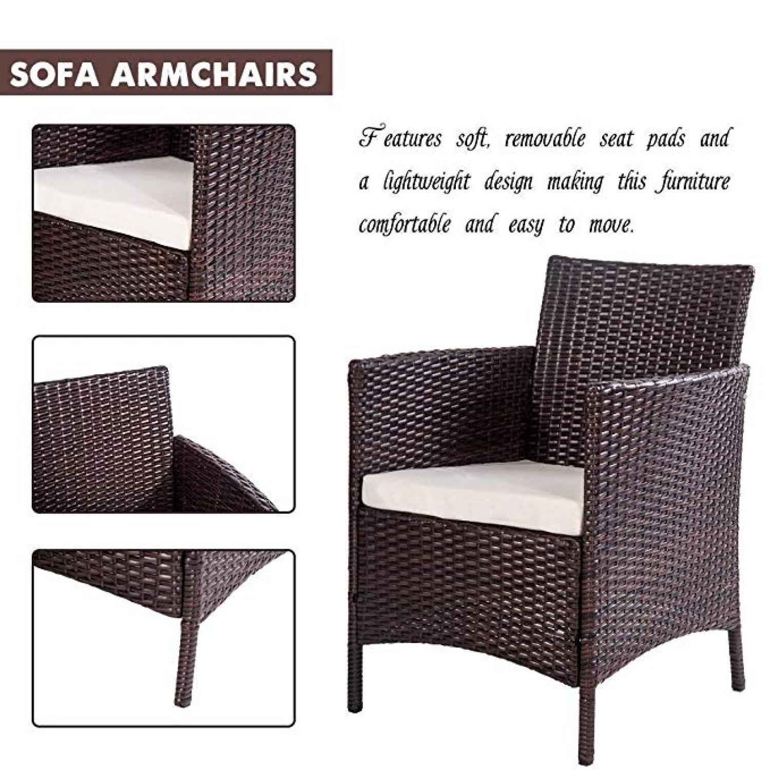 SUGIFT 4 Pieces Patio Furniture Set Sofa Coffee Table Garden Deck, Rattan Sofa Seating Group with Cushions,Beige