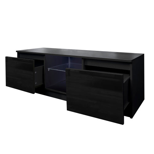 SUGIFT TV Cabinet Wholesale, Black TV Stand with LED Lights