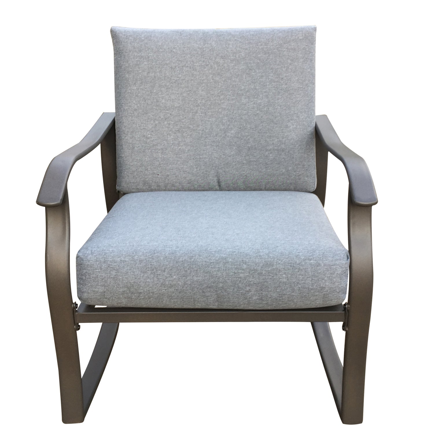 SUGIFT Outdoor Porch Rocking Chair Set for Patio, Tempered Glass Top Coffee Table,Porch w/ Steel Frame, Weather-Resistant Cushions-Gray