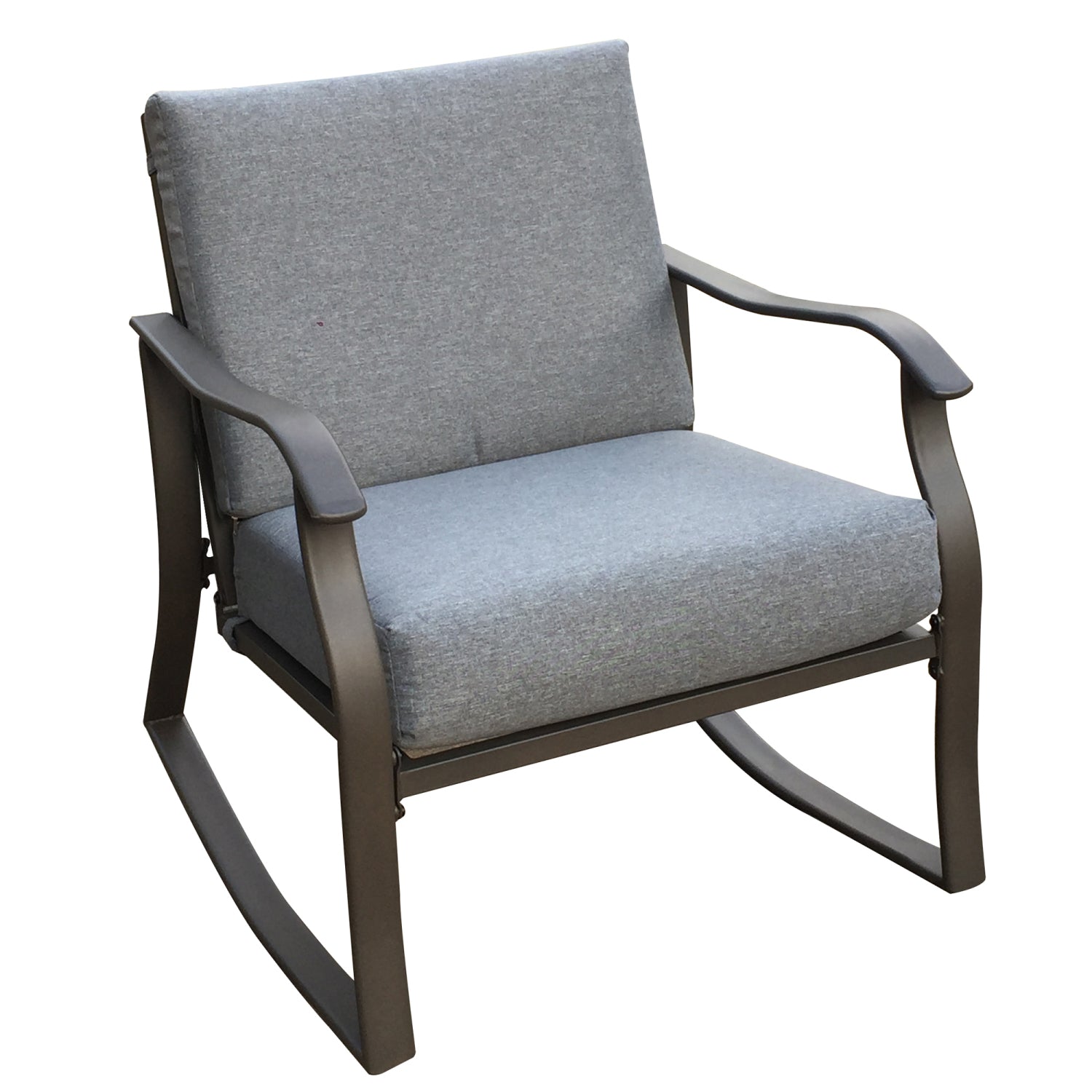 SUGIFT Outdoor Porch Rocking Chair Set for Patio, Tempered Glass Top Coffee Table,Porch w/ Steel Frame, Weather-Resistant Cushions-Gray