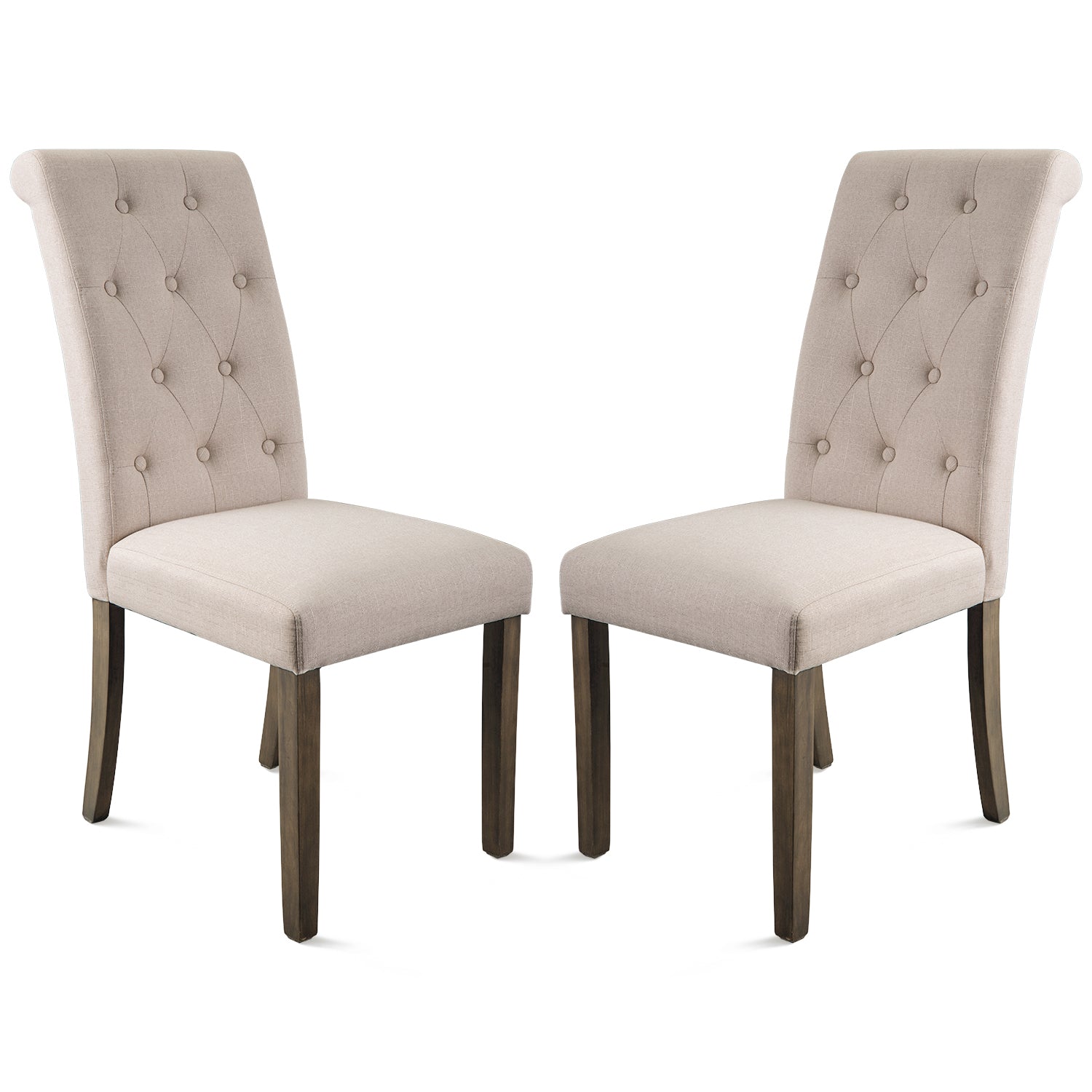 SUGIFT Set of 2 Button-Tufted Dining Chair Upholstered Armless Side Chai-Beige