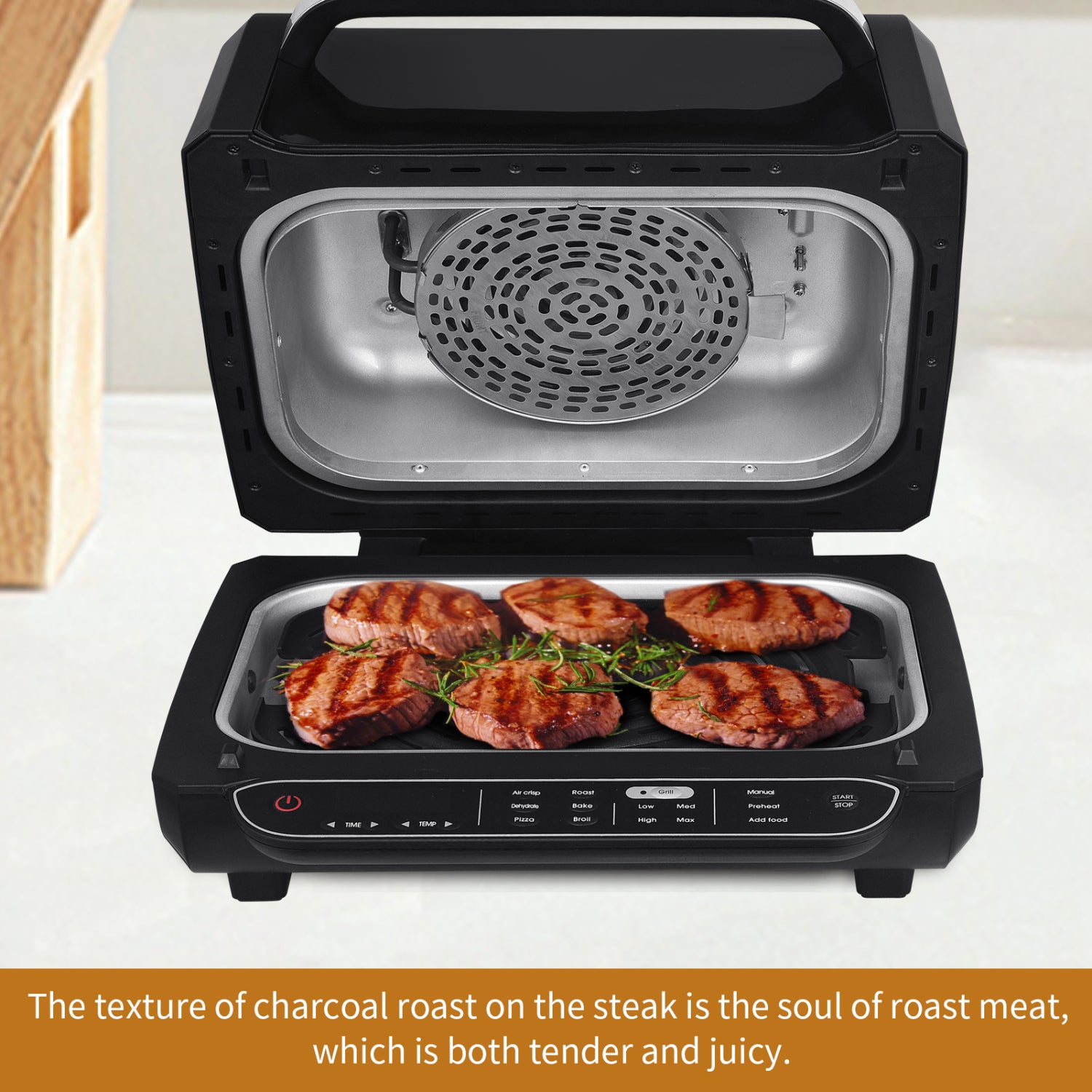 SUGIFT 7-in-1 Indoor Electric Grill Air Fryer£¬Family Large Capacity,Stainless Steel