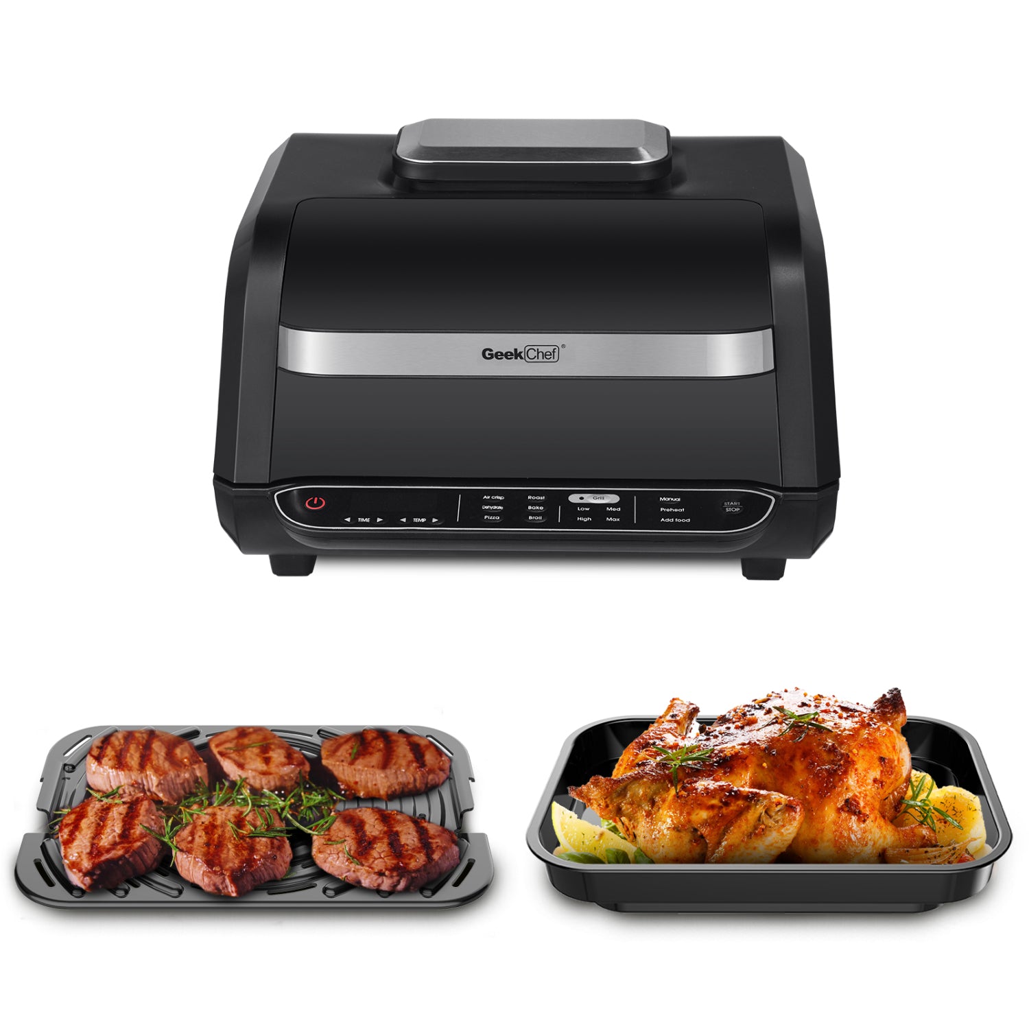 SUGIFT 7-in-1 Indoor Electric Grill Air Fryer£¬Family Large Capacity,Stainless Steel