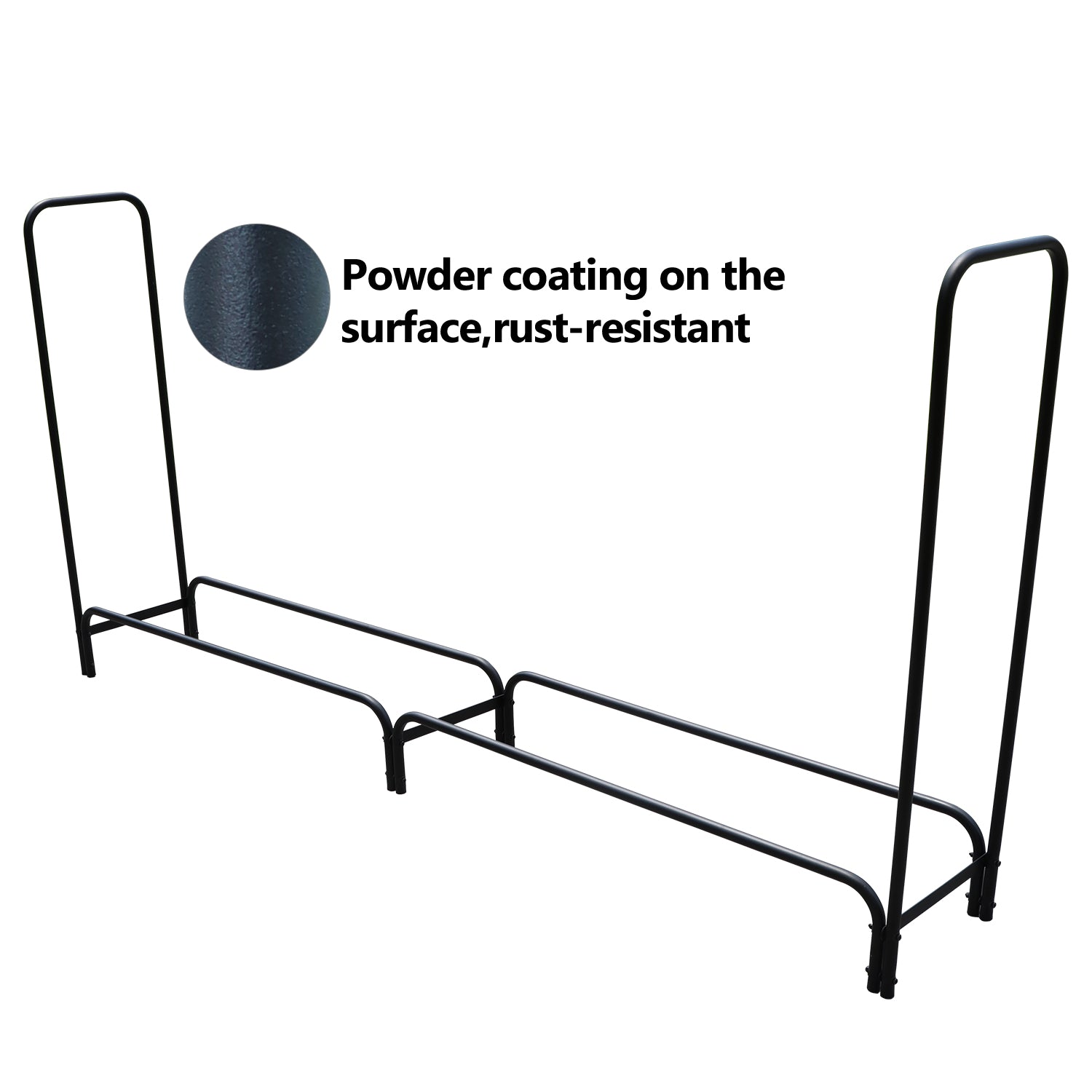 96 in. D x 14 in. H x 48 in. W Firewood Rack with Black Powder-Coated Finish