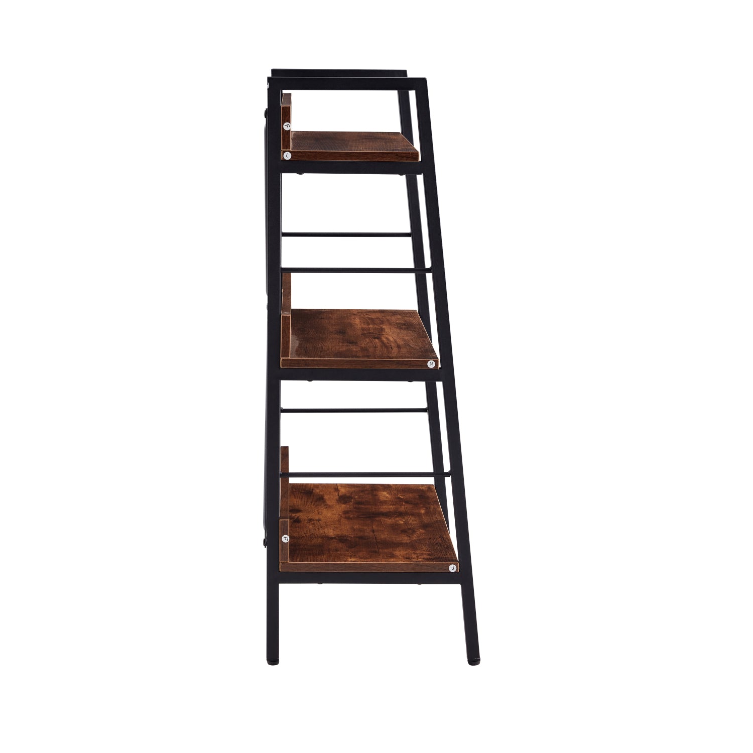 SUGIFT 3 Tier H Ladder Bookcase Industrial Style Bookshelf Bookshelves with Metal Frames Storage Display Rack Book Shelves and Bookcases for Living Room Office, Brown