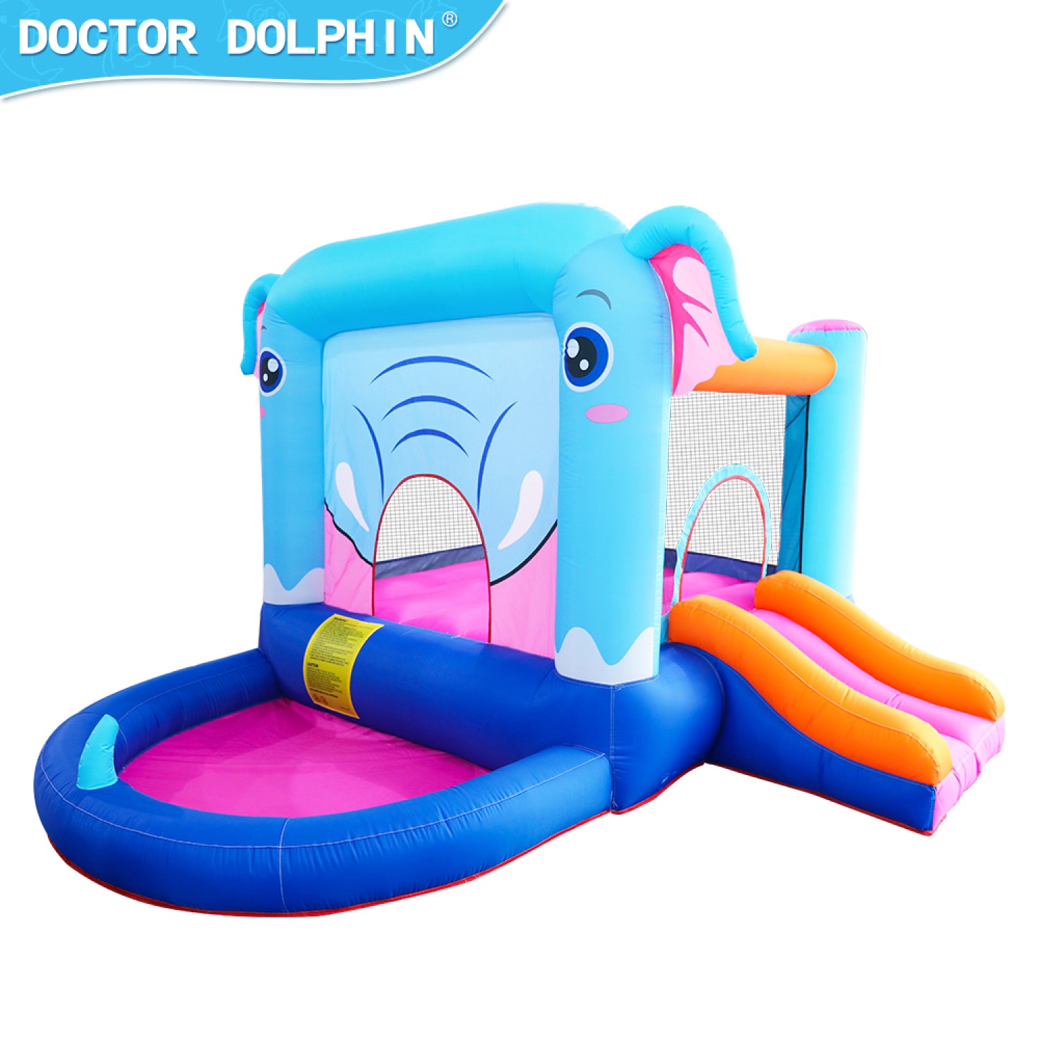 SUGIFT Elephant Inflatable Castle Pool,Bounce House Slide and Jumping with 350W Blower