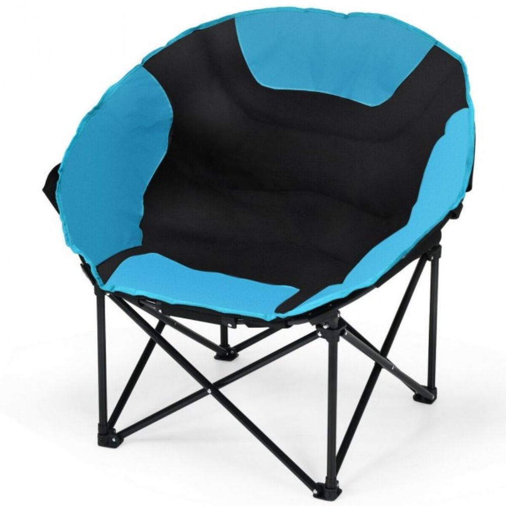 Folding Moon Steel Camping Patio Chair with Carrying Bag