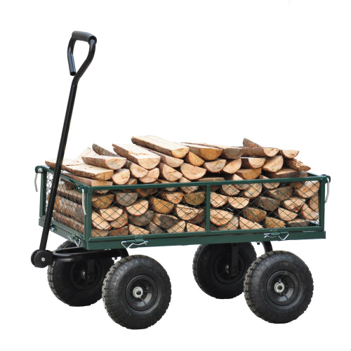 4 cu. ft. Green Steel Wagon Garden Cart