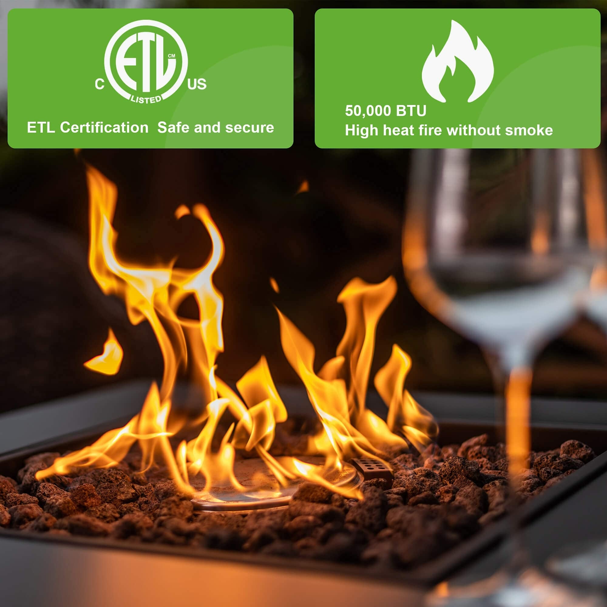 28 in. W Brown Weather Resistant Metal Outdoor Fire Pit Table with 50000 BTU Burner