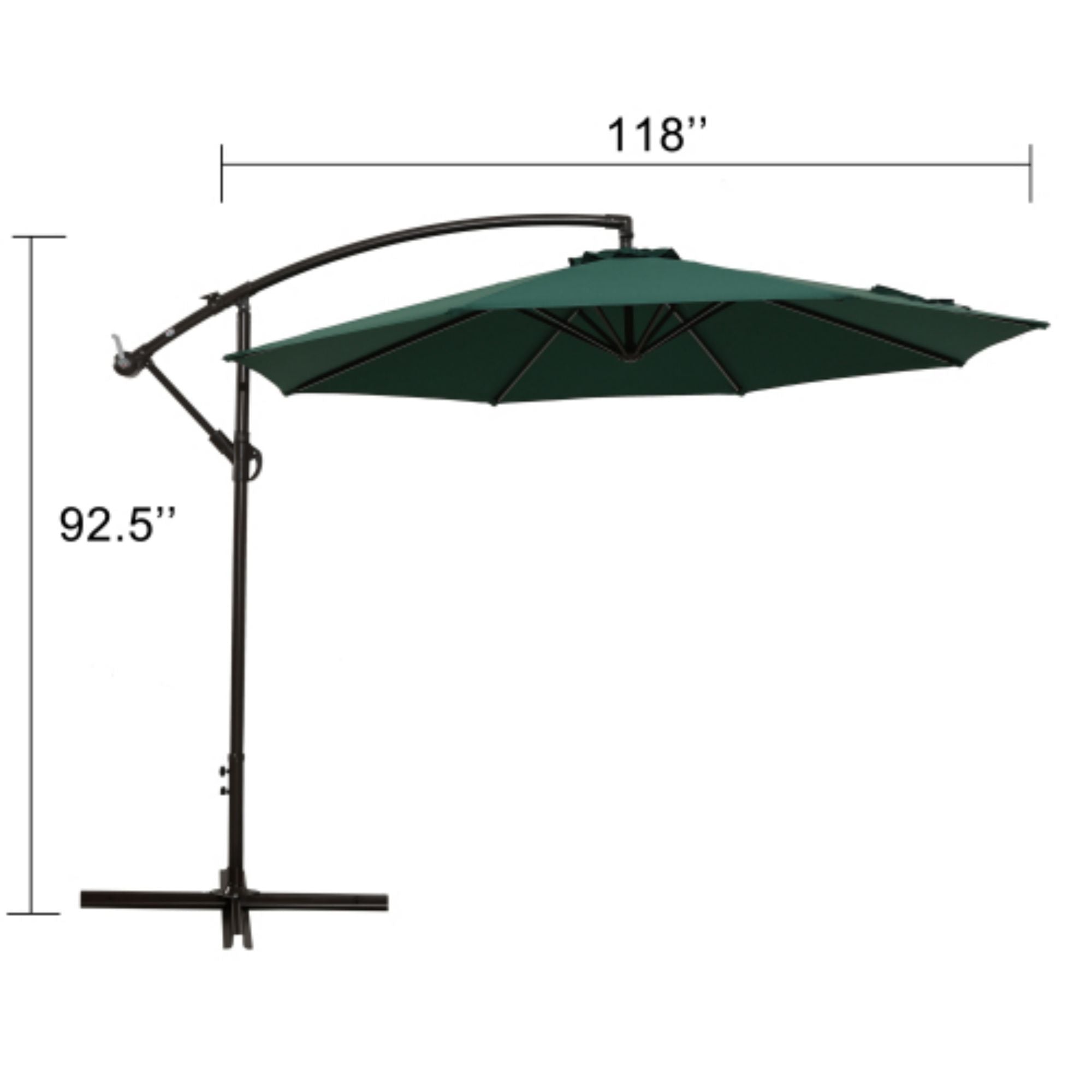 SUGIFT 10 ft. Round Steel Cantilever Offset Outdoor Patio Umbrella in Dark Green
