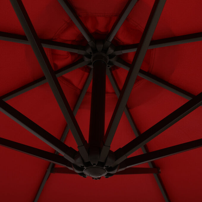 SUGIFT 10FT Outdoor Offset Cantilever Patio Umbrella with Crank-Red