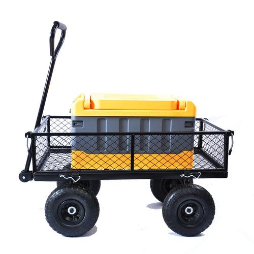 4 cu. ft. Black Steel Wagon Garden Cart