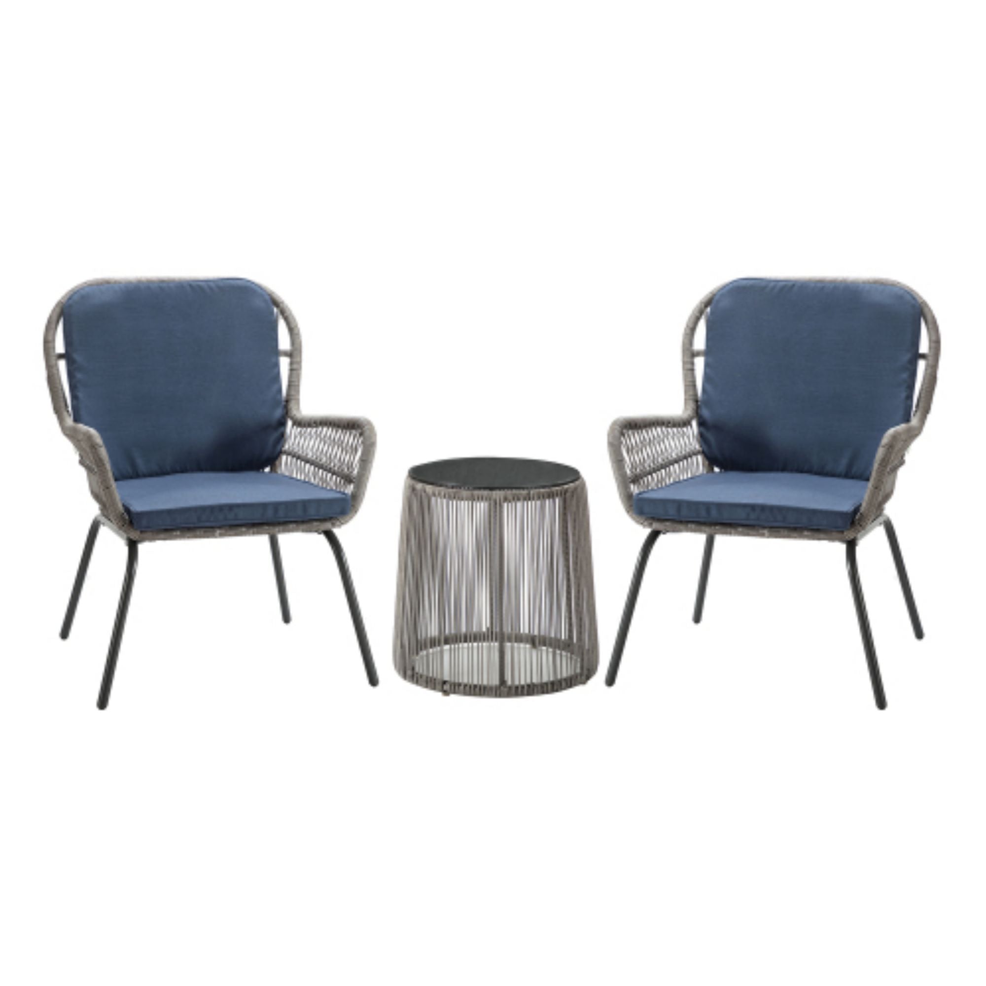 SUGIFT 3-Pieces Patio Bistro Set Outdoor Rattan Seating Group with Cushions