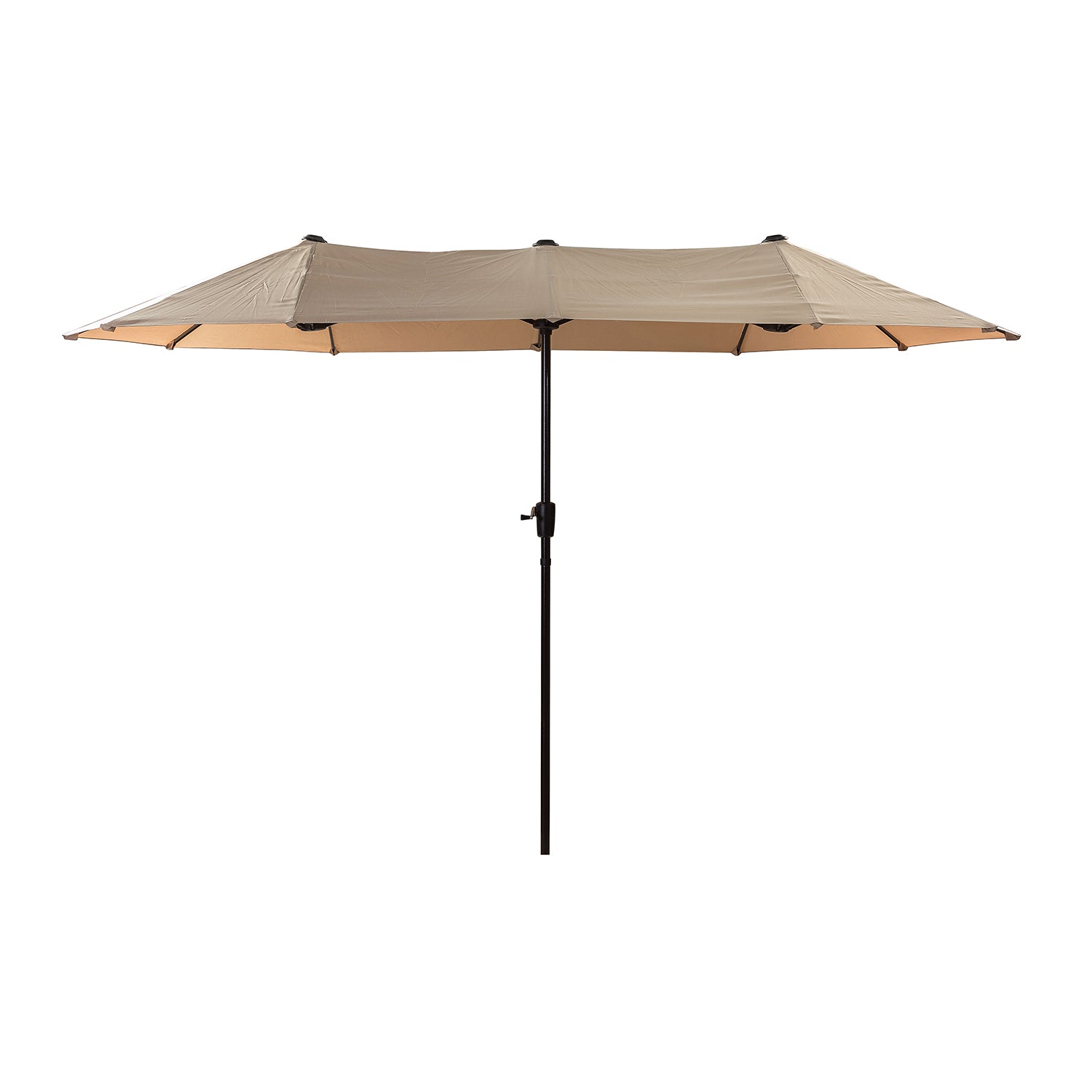 beige rectangular patio umbrella SUGIFT 13' x 6.5' Rectangular Outdoor Patio Market Umbrella with Crank