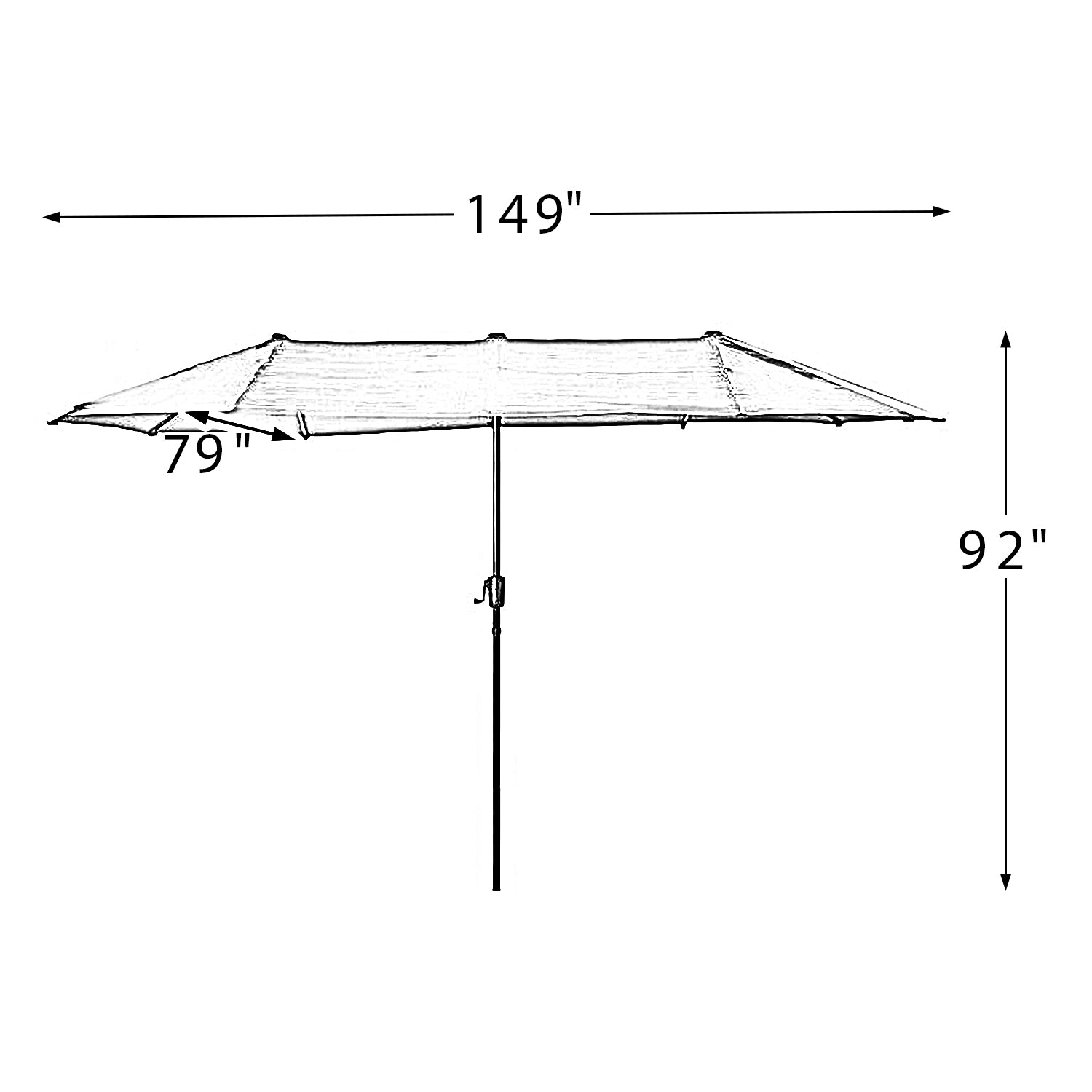 SUGIFT 13' x 6.5' Rectangular Outdoor Patio Market Umbrella with Crank-Beige