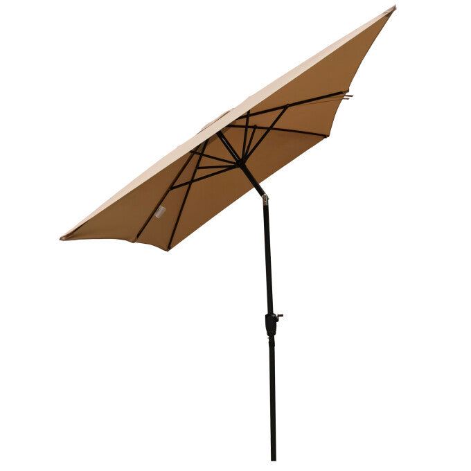 SUGIFT 9' x 6' Rectangular Outdoor Patio Market Umbrella with Crank and Push Button Tilt in Brown