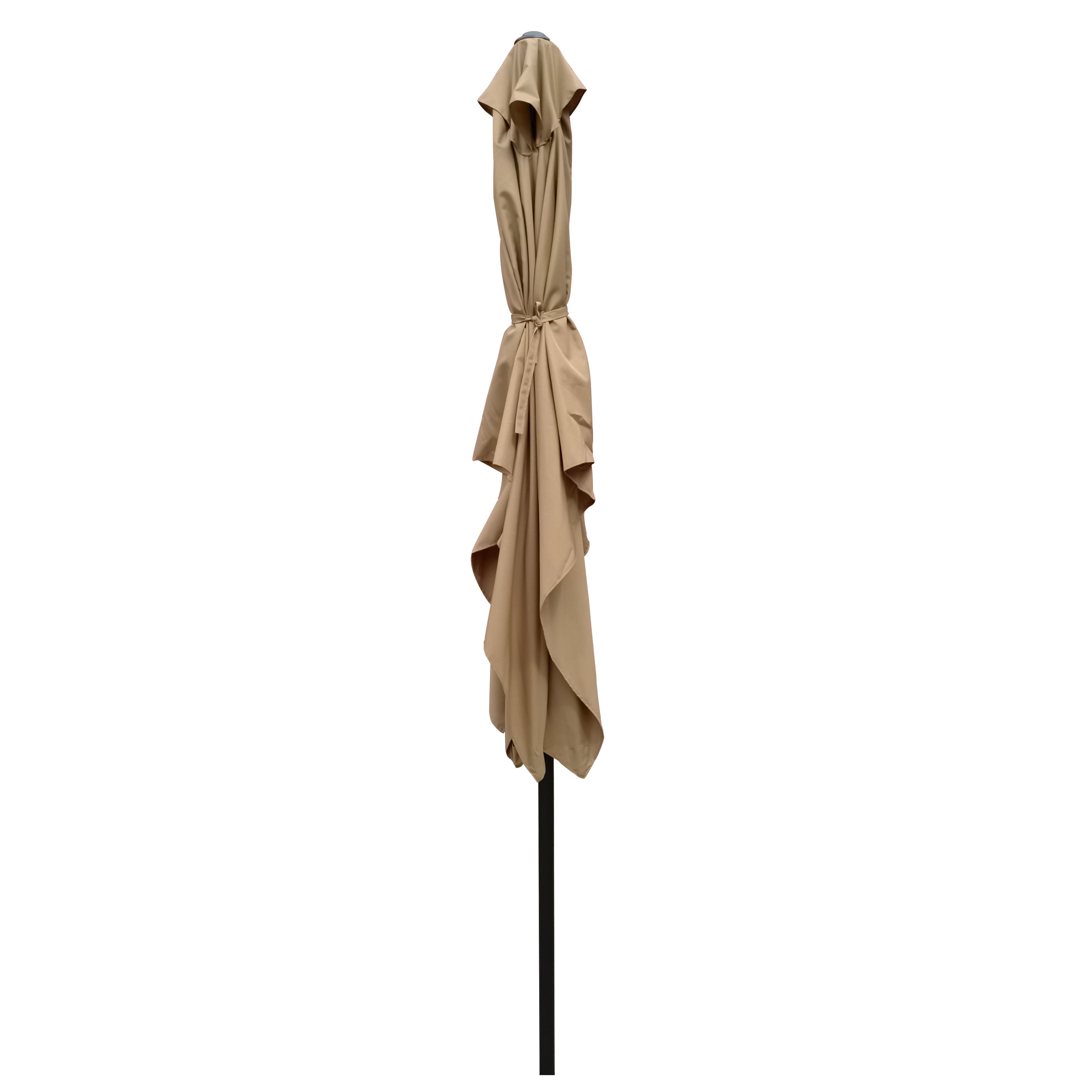 SUGIFT 9' x 6' Rectangular Outdoor Patio Market Umbrella with Crank and Push Button Tilt in Brown
