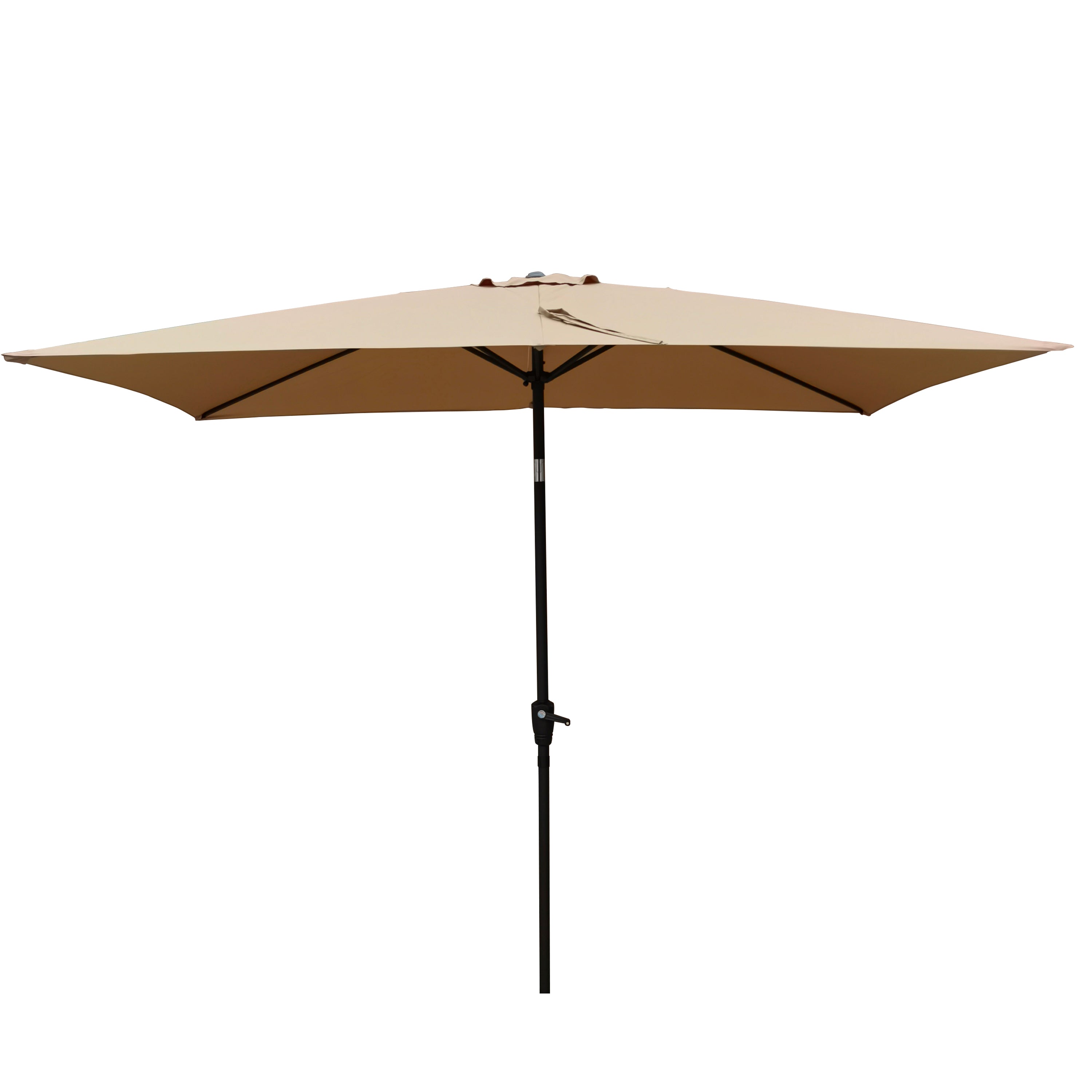 SUGIFT 9' x 6' Rectangular Outdoor Patio Market Umbrella with Crank and Push Button Tilt in Brown