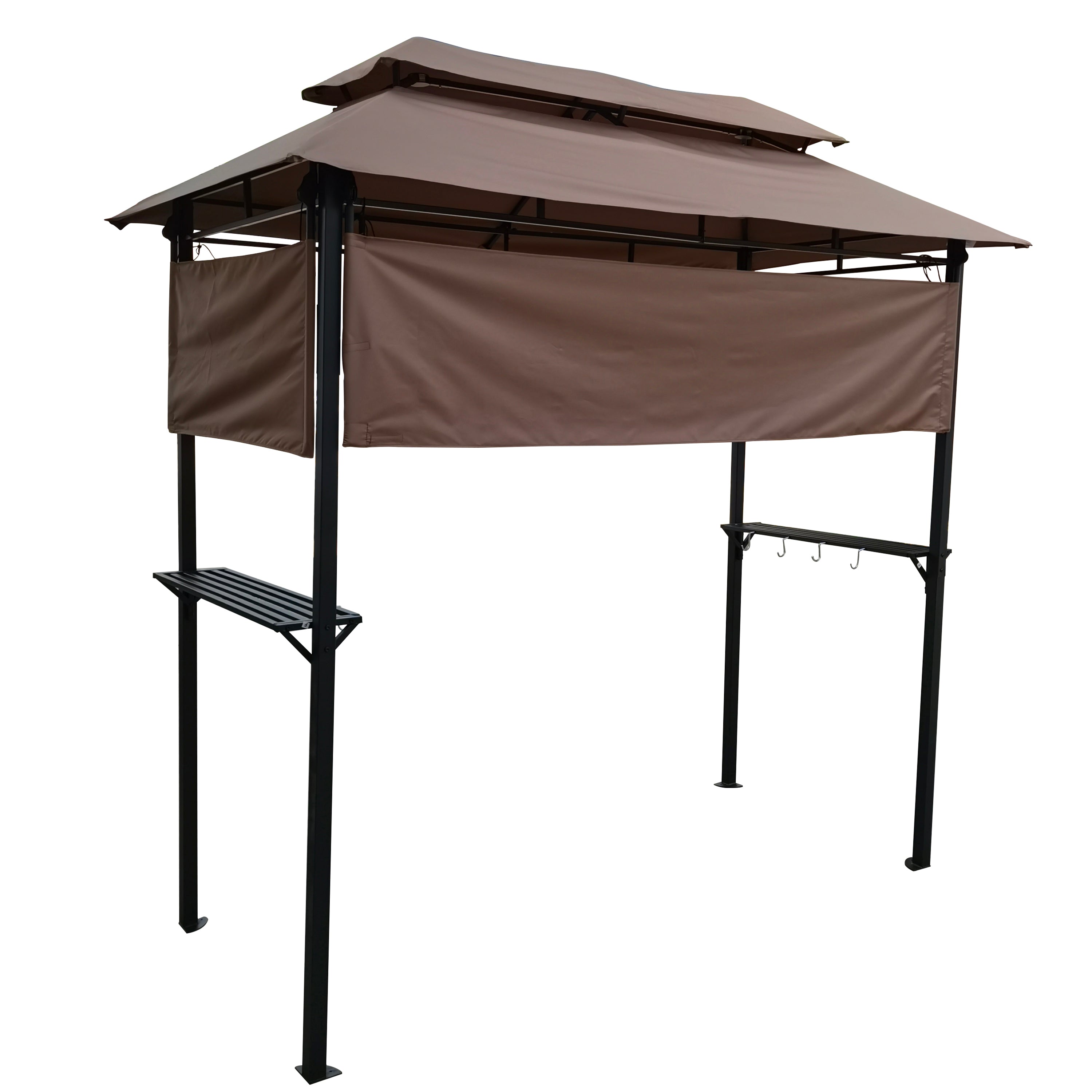 Outdoor Grill Gazebo Shelter Tent with hook and Bar Counters Brown