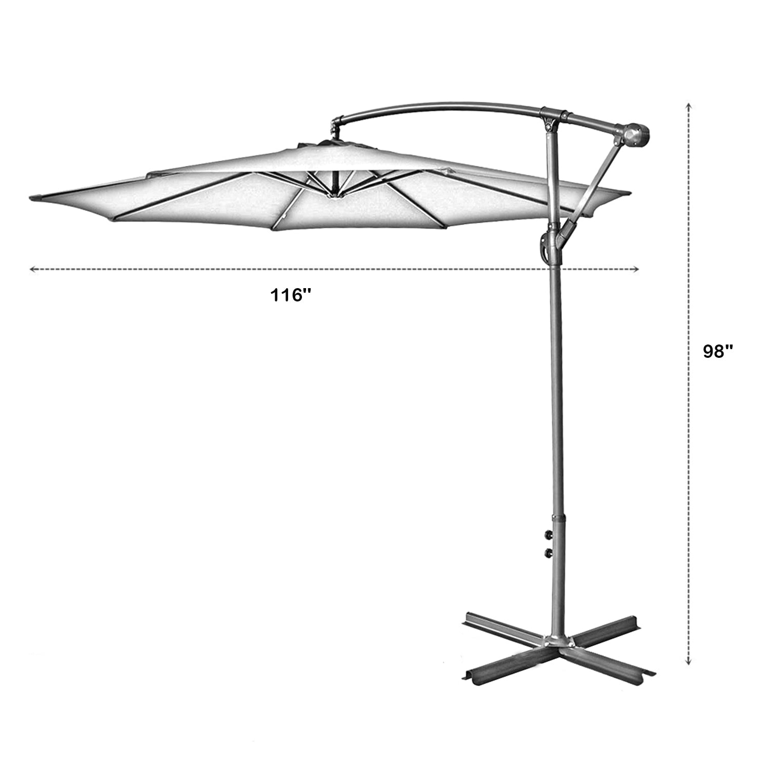 SUGIFT 9.5' UV Resistant Offset Tilting Cantilever Patio Umbrella-Beige