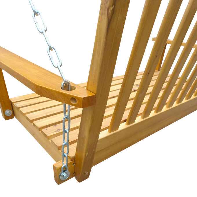 SUGIFT 2-Person Fir Wood Patio Porch Swing Hanging Patio Bench-Yellow