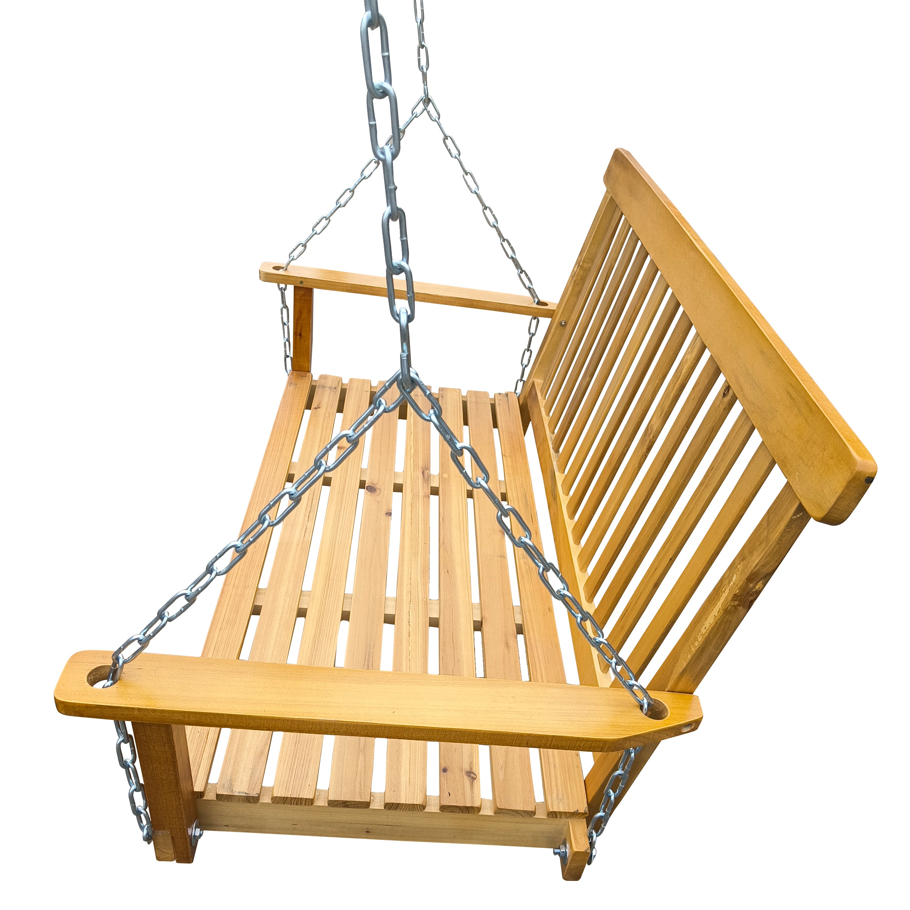 SUGIFT 2-Person Fir Wood Patio Porch Swing Hanging Patio Bench-Yellow
