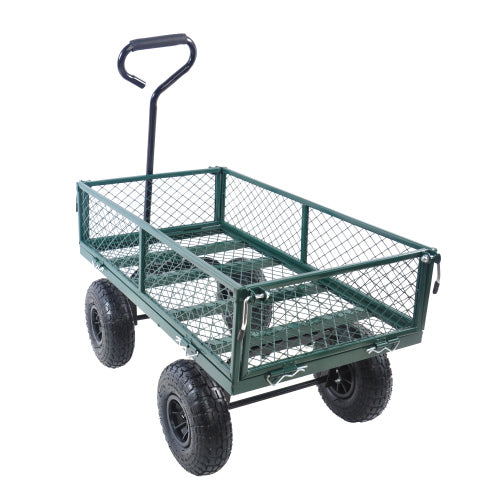 4 cu. ft. Green Steel Wagon Garden Cart