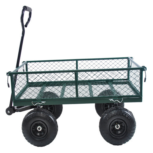 4 cu. ft. Green Steel Wagon Garden Cart