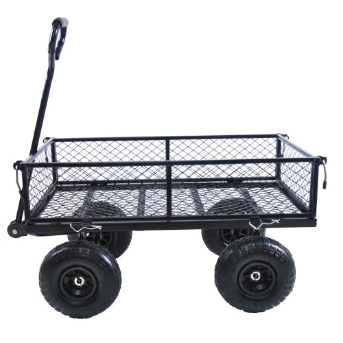 4 cu. ft. Black Steel Wagon Garden Cart