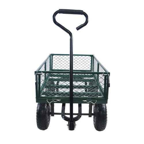 4 cu. ft. Green Steel Wagon Garden Cart