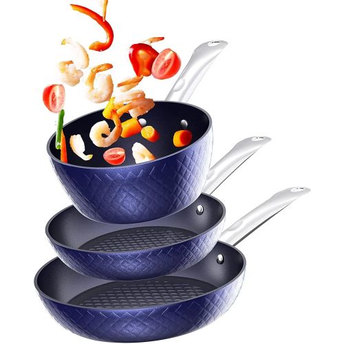 SUGIFT Kitchen Cookware Sets Nonstick Ceramic Bule,1.2 Quart Pot Saucepan with Lid+8 inch Small Frying Pan
