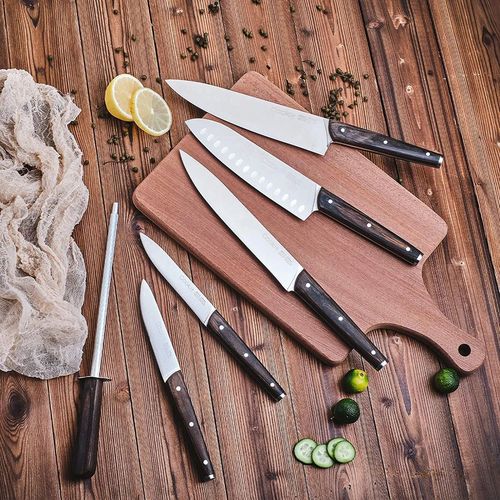 SUGIFT Kitchen Knife Sets, Cookit 15 Piece Knife Sets with Block for Kitchen Chef Knife Stainless Steel Knives Set Serrated Steak Knives with Manual Sharpener Knife