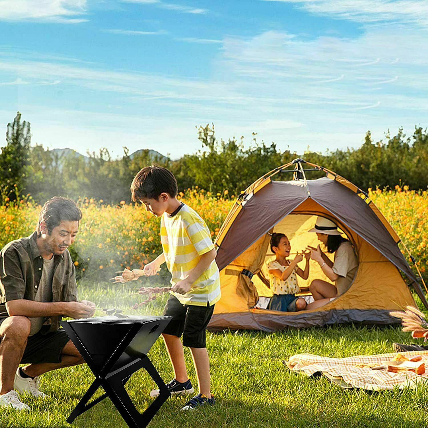 SUGIFT Portable Charcoal Grill in Black
