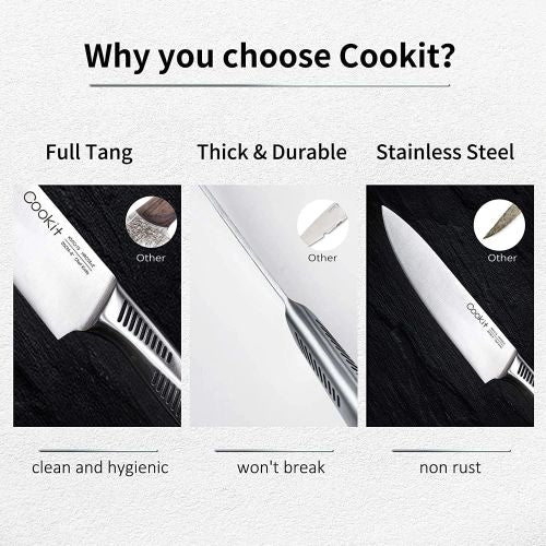 SUGIFT Kitchen Knife Set; 15 Piece Knife Sets with Block Chef Knife Stainless Steel Hollow Handle Cutlery with Manual Sharpener