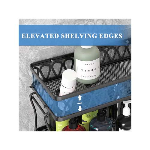 SUGIFT Stacking Shower Caddy Shelf Toilet Rack 3 Layer Bathroom Organizer Metal Storage Shelfl Black
