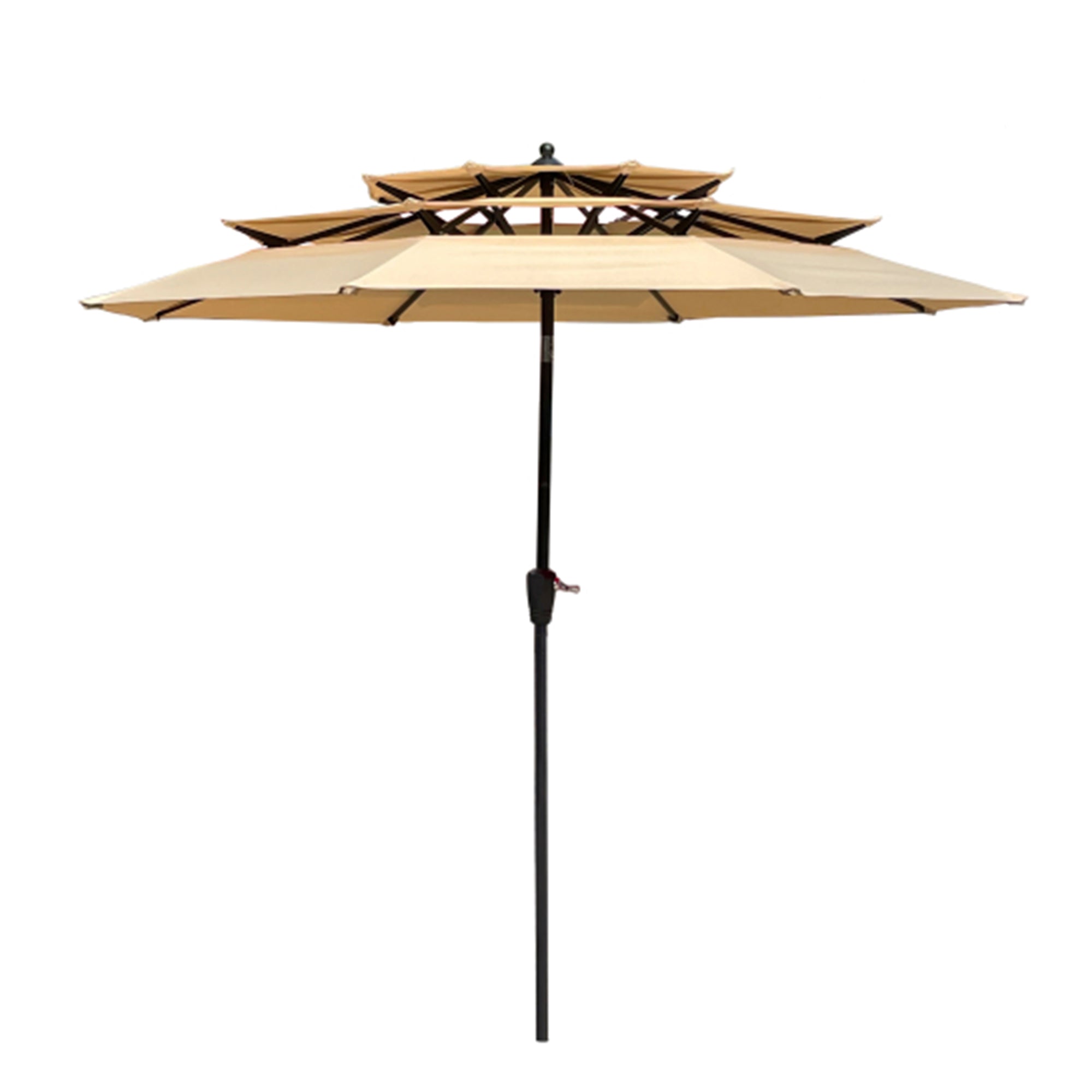 SUGIFT 9 ft. 3-Tiers Outdoor Patio Umbrella in Beige with Tilt and Crank
